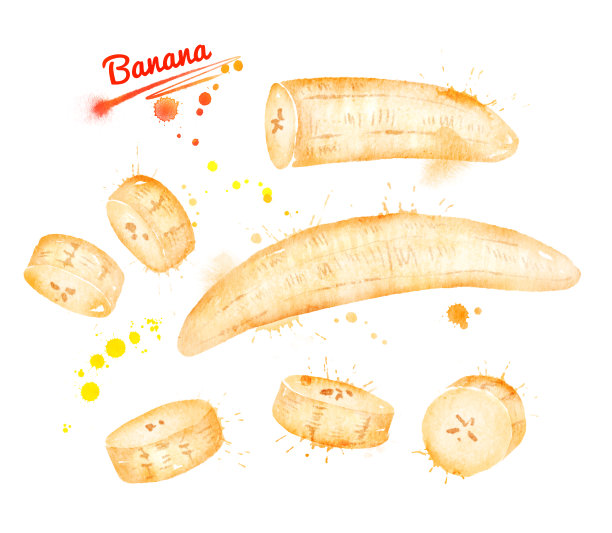 去皮香蕉的水彩插图图片下载