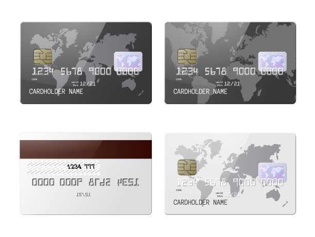 高度详细的现实光滑的信用卡模拟设置图片下载