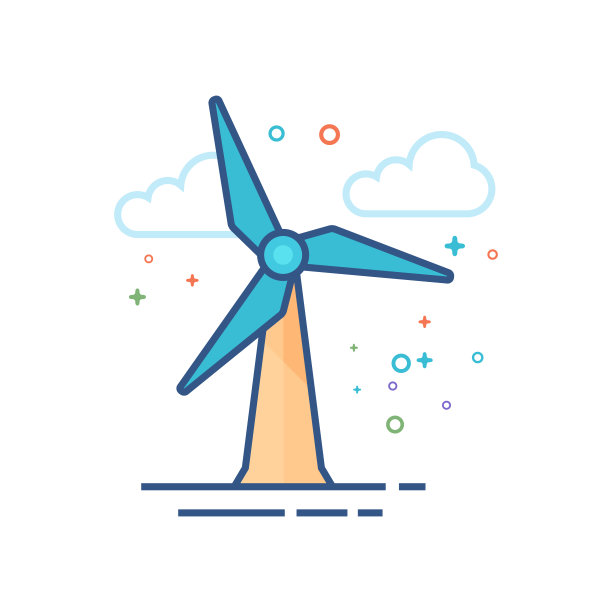 平面颜色图标-风力涡轮机图片下载