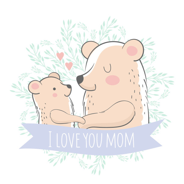 和妈妈在一起的可爱小熊图片下载