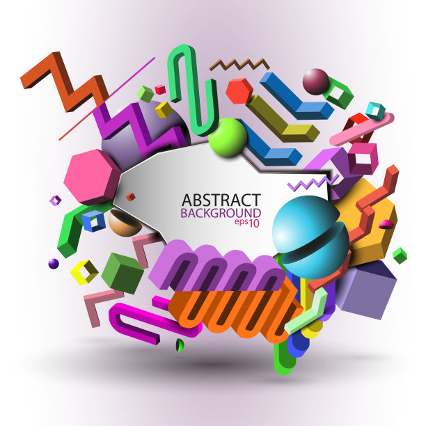 抽象几何三维背景-彩色矢量eps10图片下载