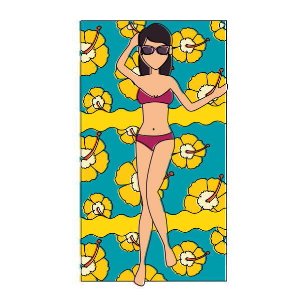 年轻女子晒毛巾性格图片下载