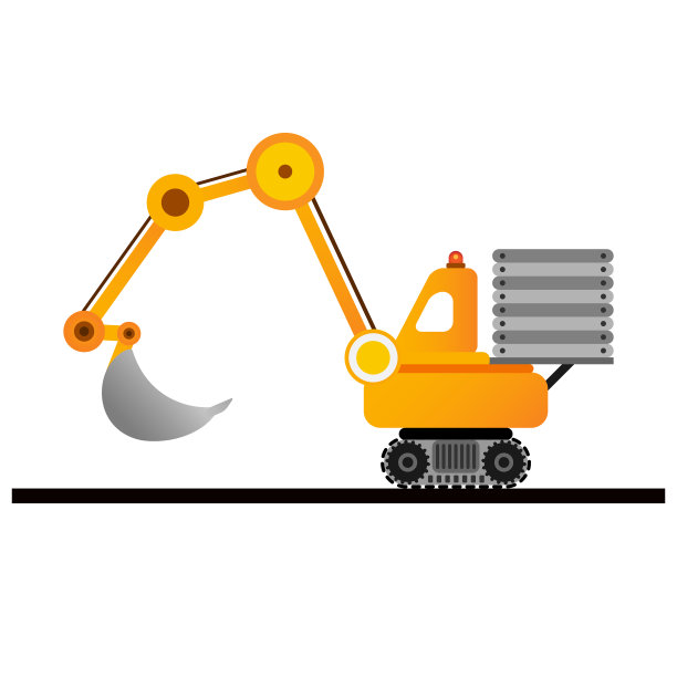 白色背景上的黄色挖掘机。采矿行业。图片下载