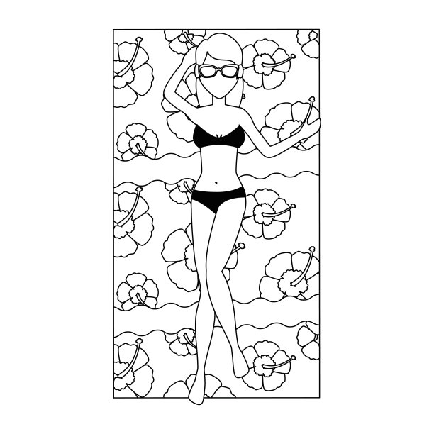 年轻女子晒毛巾性格图片下载