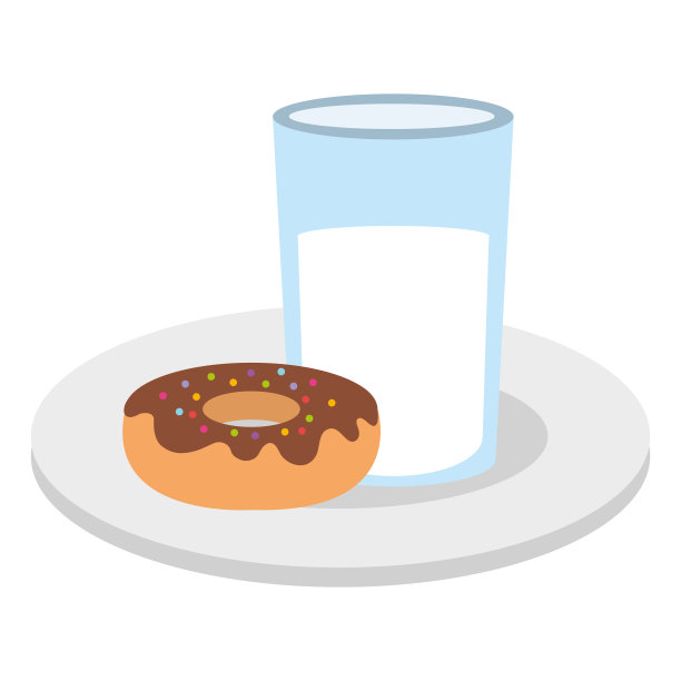 配甜甜甜圈和牛奶杯图片下载
