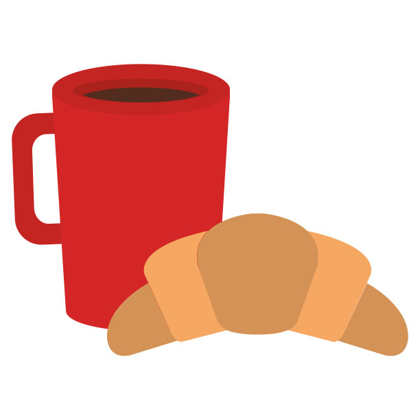 咖啡杯搭配牛角面包图片下载