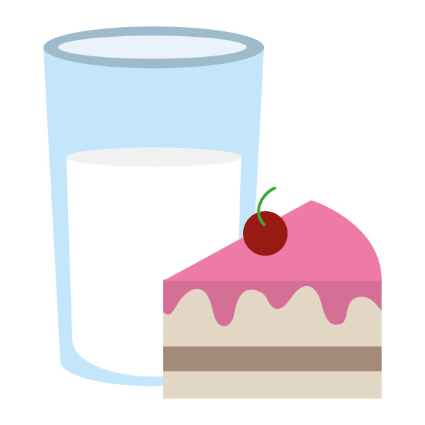 甜蛋糕配牛奶杯图片下载