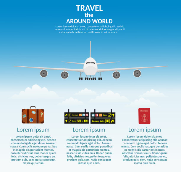 航空旅行飞机国际到达和离开的背景矢量插图信息图表集图片下载