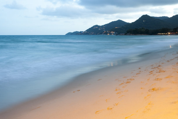 泰国苏梅岛查汶海滩黄昏景色素材图片