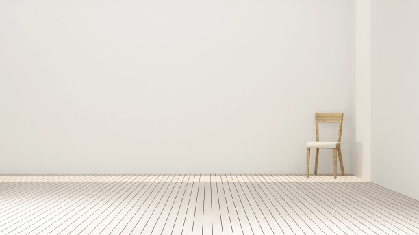 椅子在白色房间艺术品公寓或酒店-室内简单设计- 3D渲染图片下载