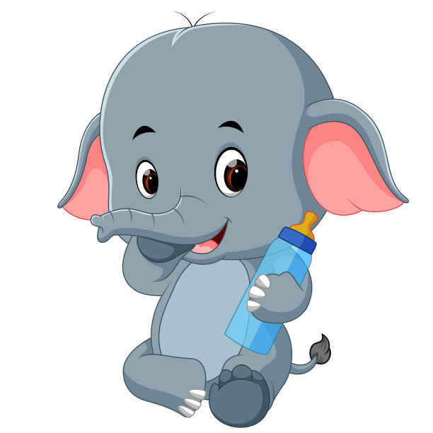 小象和奶瓶素材图片