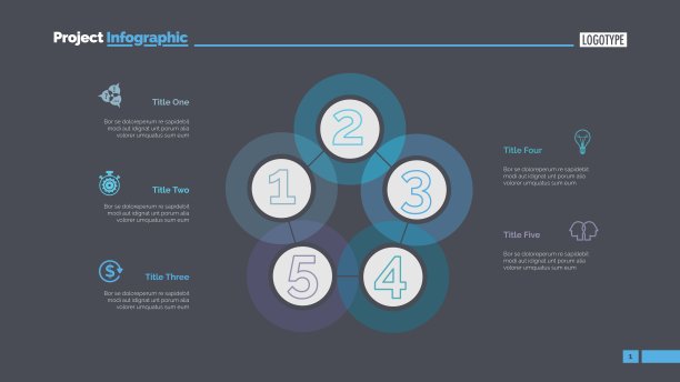 五序列图幻灯片模板图片下载