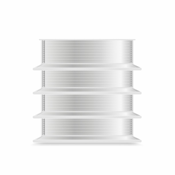 商店货架模型孤立的白色背景。逼真的超市金属货架。空的展示图片下载