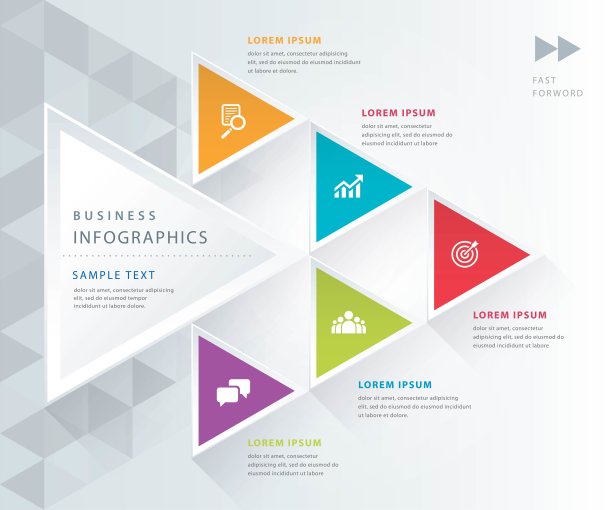 信息图形设计模板，业务数据流程图。矢量图演示图片下载