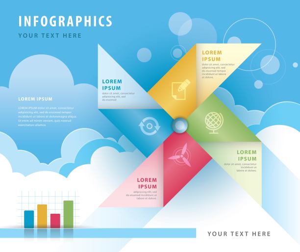 信息图形设计模板，业务数据流程图。矢量图演示图片下载