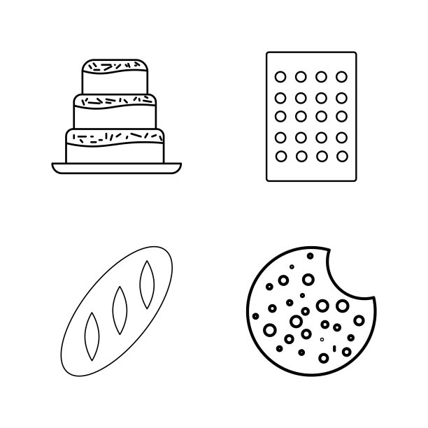 食物和饮料线性图标设置图片下载