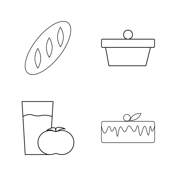 食物和饮料线性图标设置图片下载