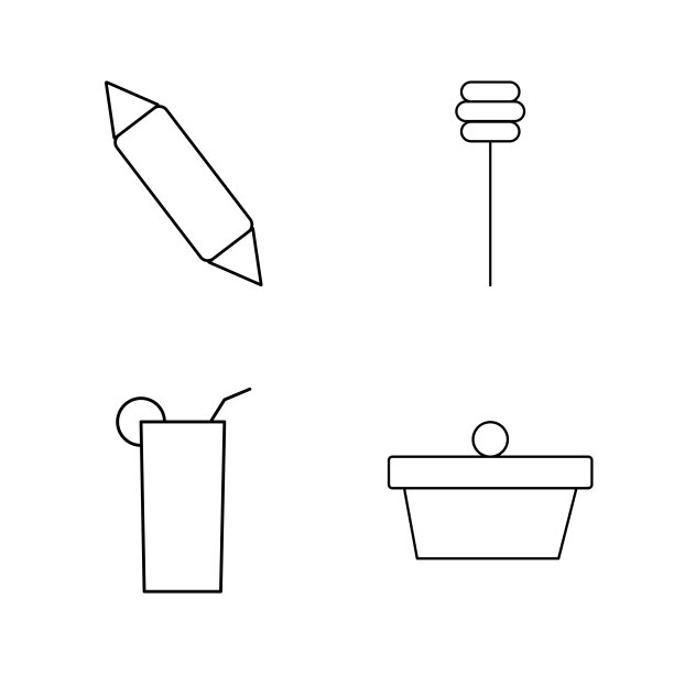 食物和饮料线性图标设置图片下载