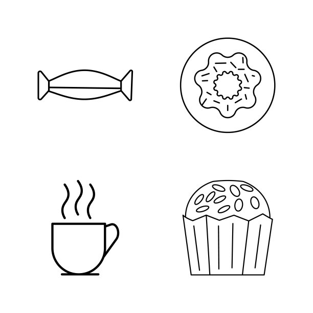 食物和饮料线性图标设置图片下载