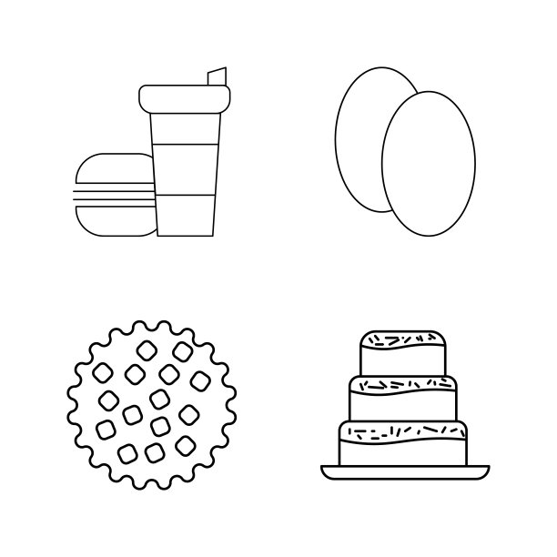 食物和饮料线性图标设置图片下载