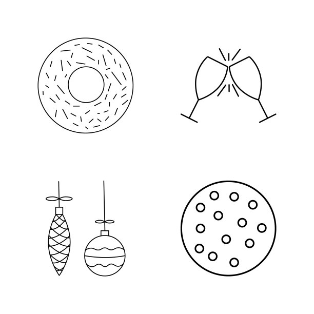 食物和饮料线性图标设置图片下载
