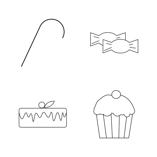 食物和饮料线性图标设置图片下载