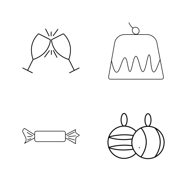 食物和饮料线性图标设置图片下载