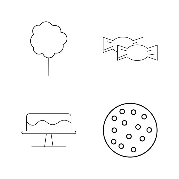 食物和饮料线性图标设置图片下载