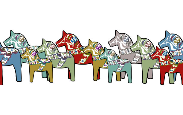 无缝的边界上挤满了马匹图片下载