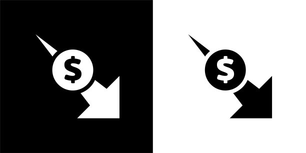 金钱下落与向下箭头。图片下载