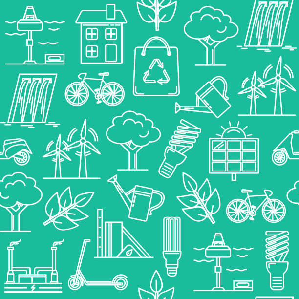 绿色无缝图案与生态符号图片下载