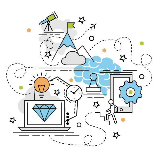 Start up平面多彩的设计理念。图片下载