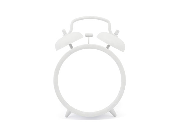 空白旧式白色闹钟与剪切路径图片下载