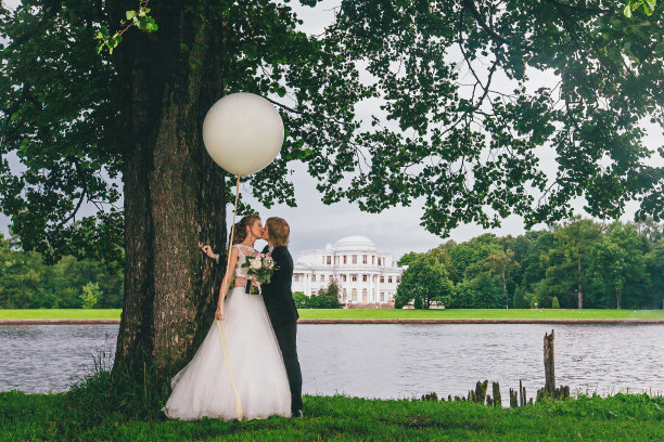 新娘和新郎在婚礼步道上图片下载