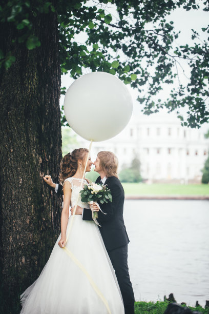 新娘和新郎在婚礼步道上图片下载