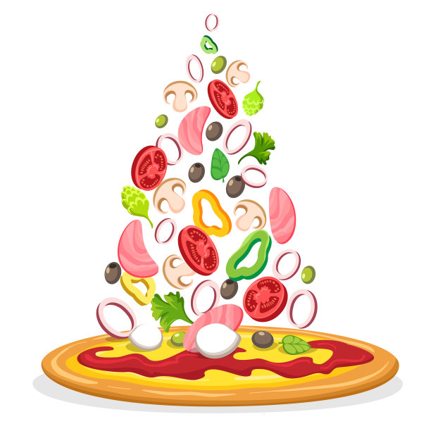 披萨与下落的配料海报图片下载