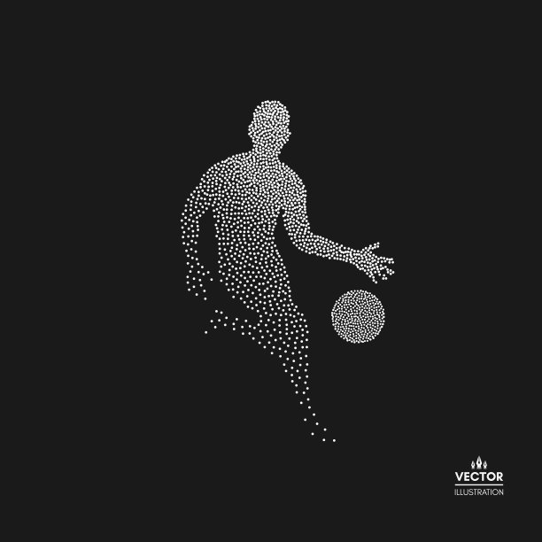 有球的篮球运动员。虚线剪影的人。矢量插图。图片下载
