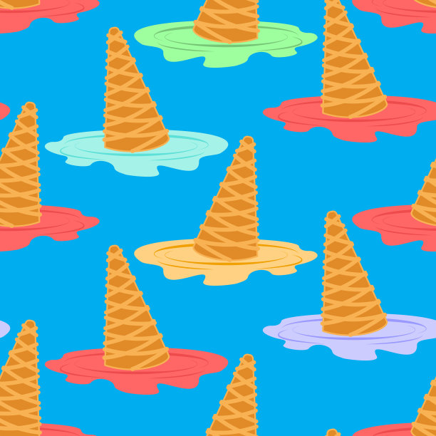 冰淇淋掉落的图案。牛奶甜点躺在地板上点缀。食品的背景。矢量图图片下载