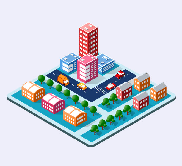 多彩的三维等距城市图片下载