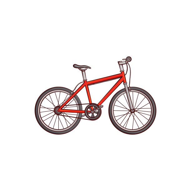矢量平面草图详细的现代自行车，自行车图片下载