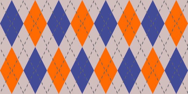 橙色深蓝无缝菱形图案。复古的织物背景。传统菱形钻石纺织纹理。图片下载