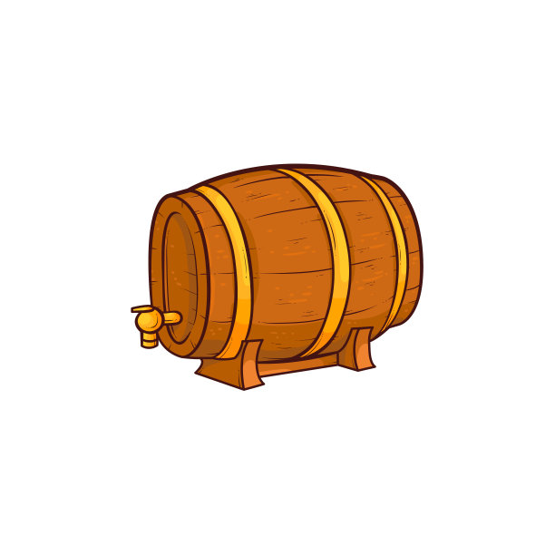 矢量卡通木制啤酒桶孤立图片下载