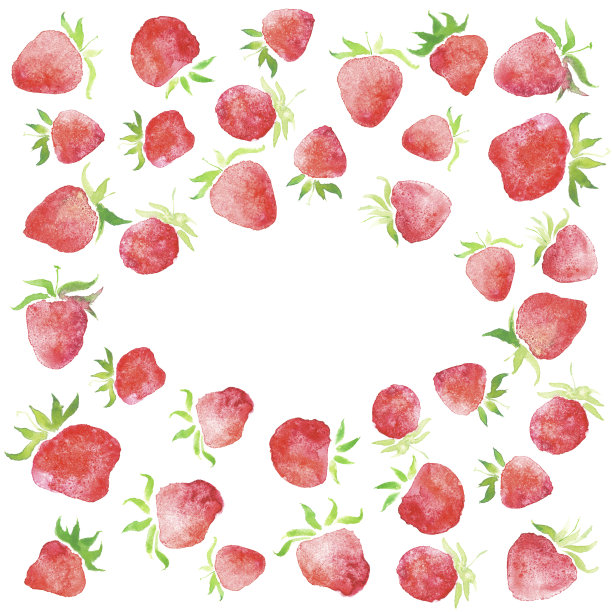 水彩草莓婚礼浆果乡村风格花环素材图片