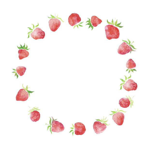水彩草莓婚礼浆果乡村风格花环素材图片