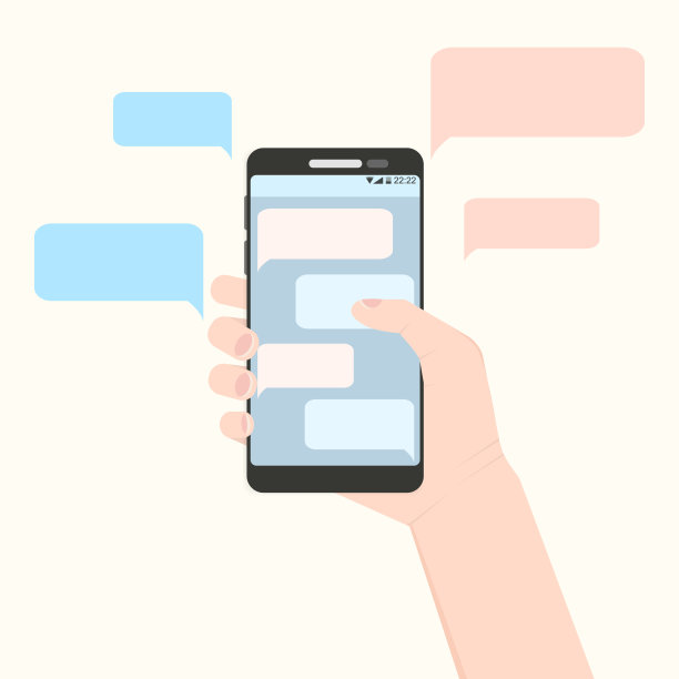 右手拿着智能手机和短信云图片下载