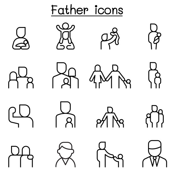 父亲的图标设置在细线风格图片下载