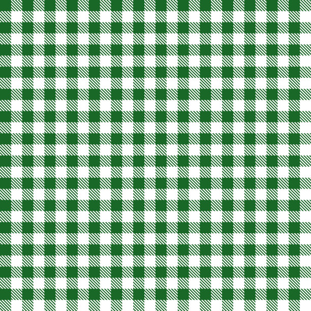 绿色方格布织物图案图片下载