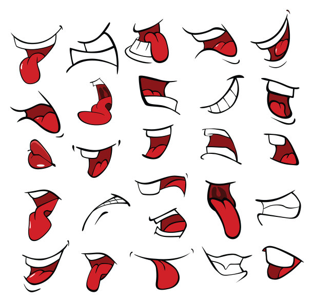 一组嘴的插图图片下载