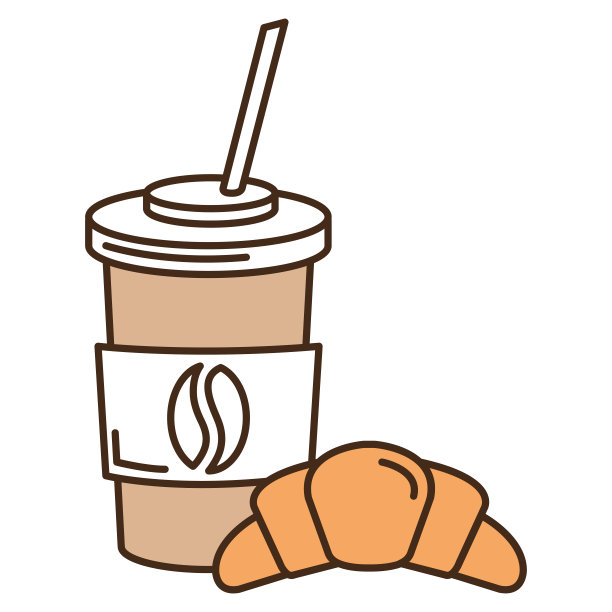 塑料容器里的咖啡和羊角面包图片下载
