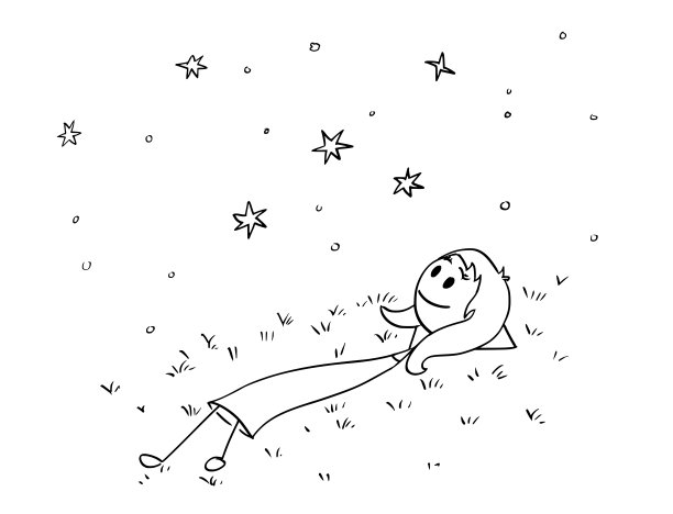 概念卡通女商人或女梦想家看星星图片下载